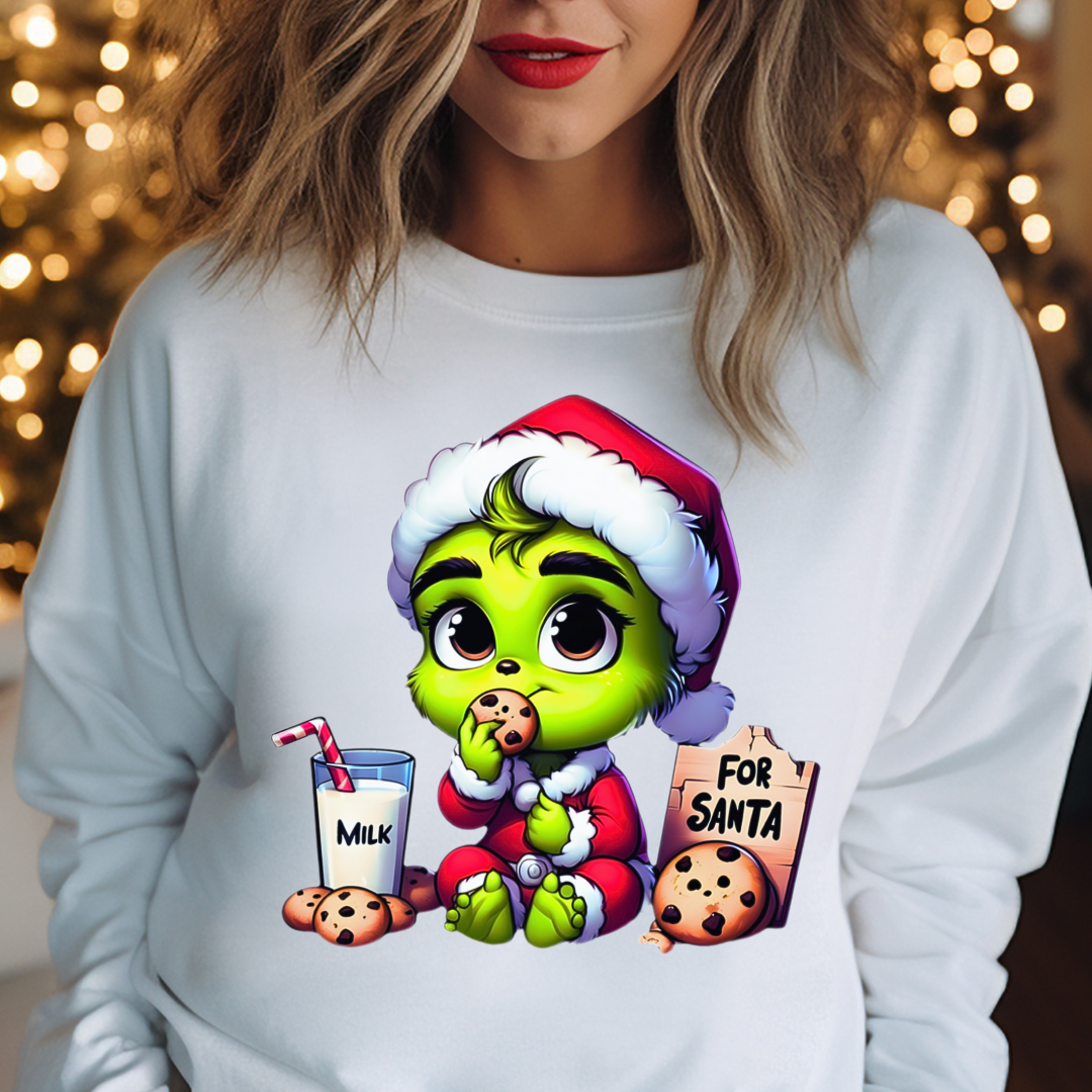 BABY GRINCHY EATING COOKIES DTF