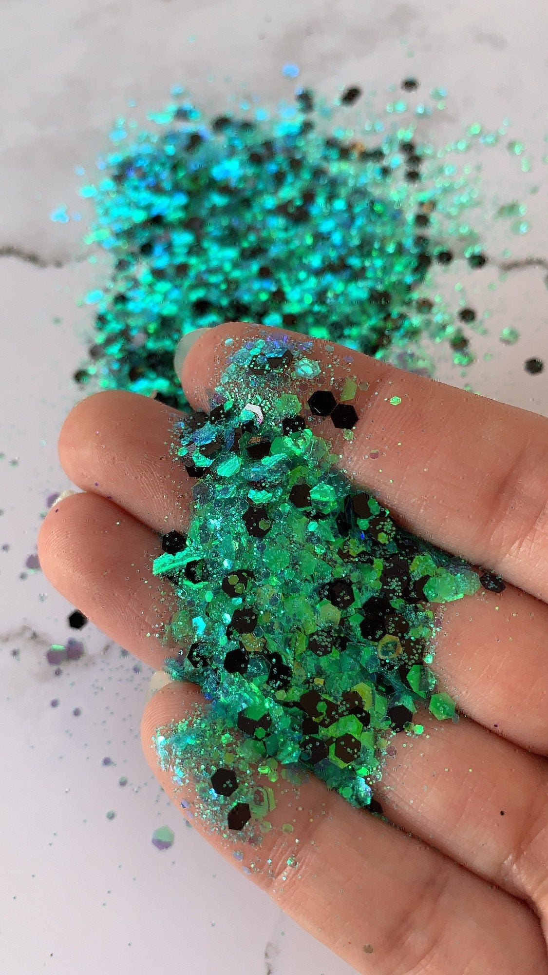 MAGIC green color shift holographic chunky mix Halloween polyester glitter