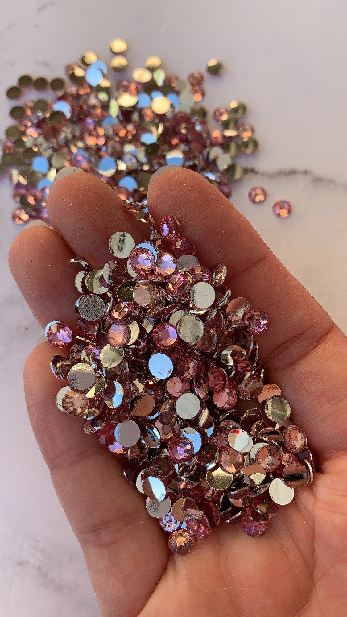 Blush. Pink. Silver back nonfix 5mm 4mm rhinestones beads