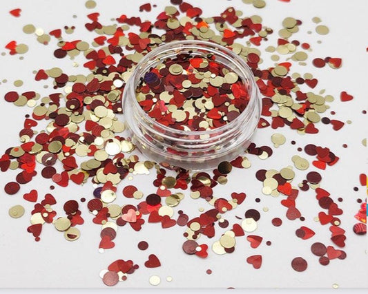 CINDY glitter chunky glitter polyester chunky mix cosmetic red and gold glitter holographic glitter