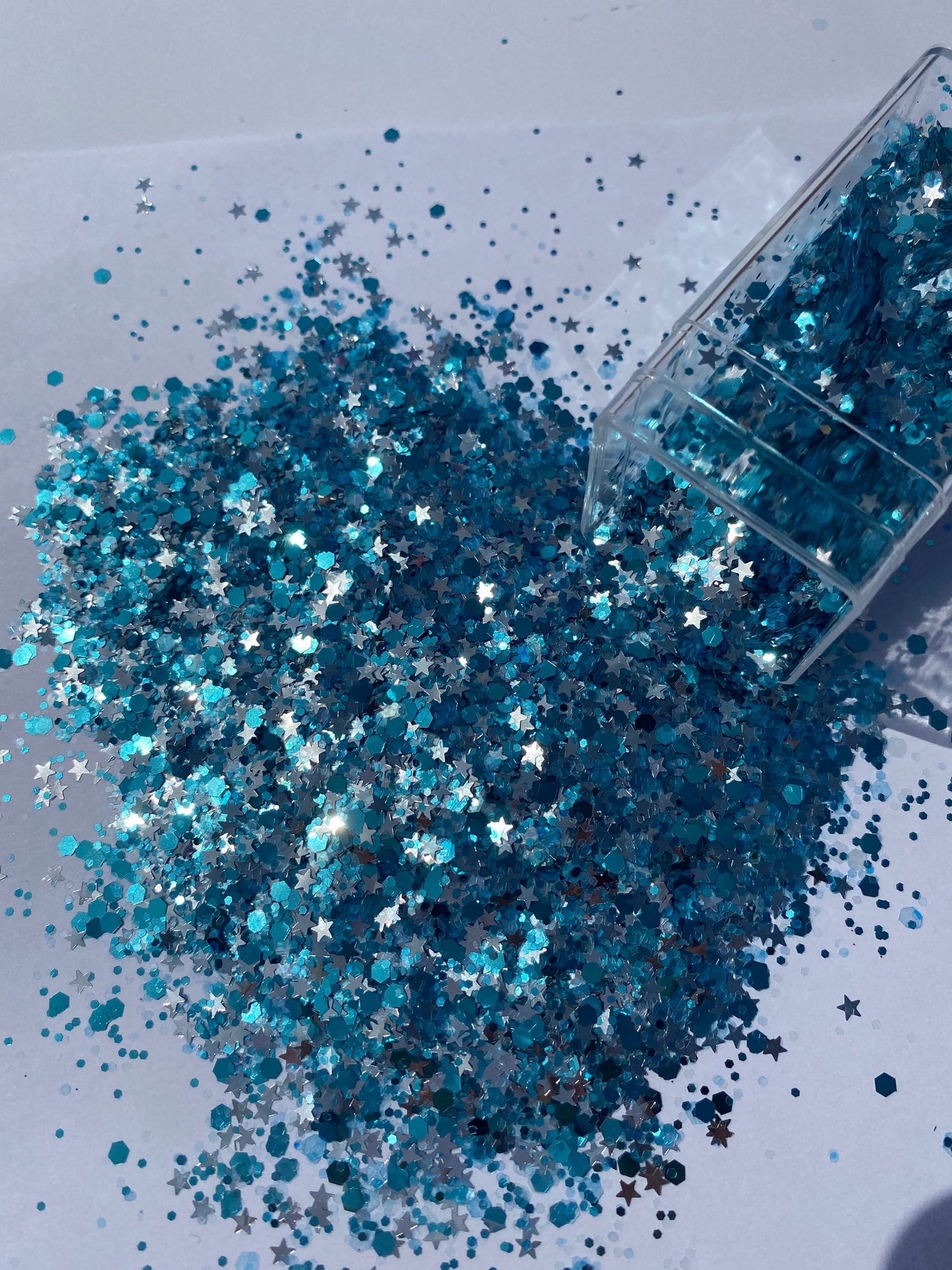 ELSA custom blue and silver stars shapes polyester glitter  cosmetic glitter