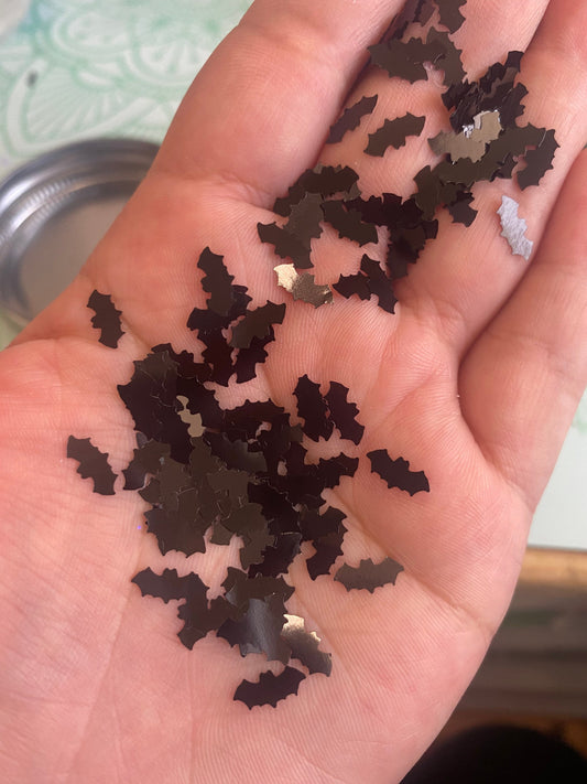 Black bats polyester glitter  cosmetic glitter 10mm