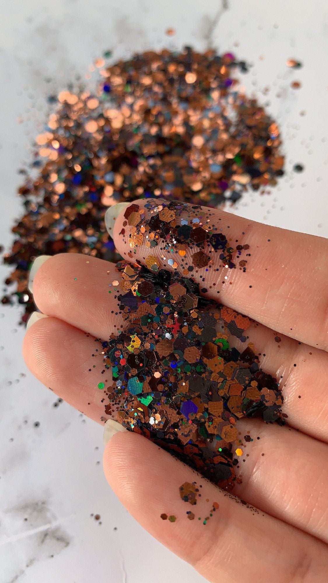 Autumn brown/black holographic chunky mix Halloween polyester glitter