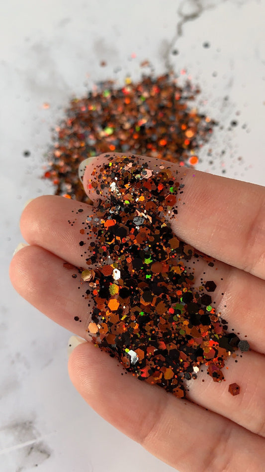 Halloween black orange holographic chunky mix Halloween polyester glitter