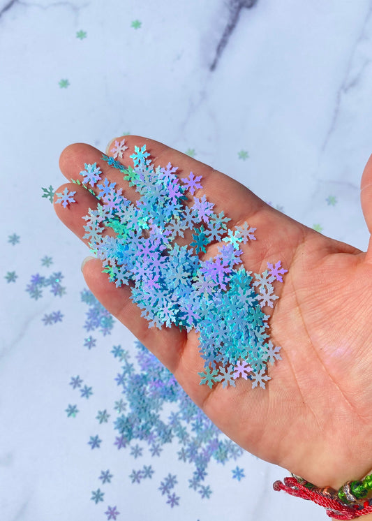 BABY BLUE IRIDESCENT SNOW FLAKES