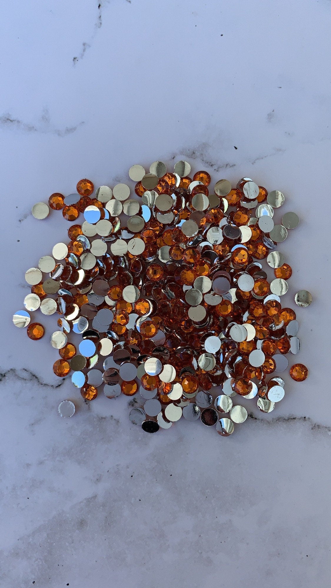 ORANGE. Silver back nonfix 5mm 4mm rhinestones beads