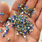 OIL SLICK. blue green  iridescent 5mm 4mm rhinestones beads