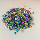 OIL SLICK. blue green  iridescent 5mm 4mm rhinestones beads
