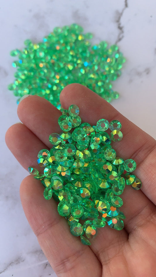 CLEAR FOREST  clear green rainbow  ab 5mm 4mm rhinestones beads