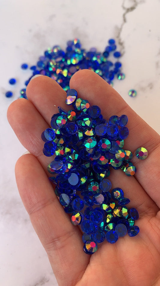 CLEAR SkY deep blue   ab 5mm 4mm rhinestones beads