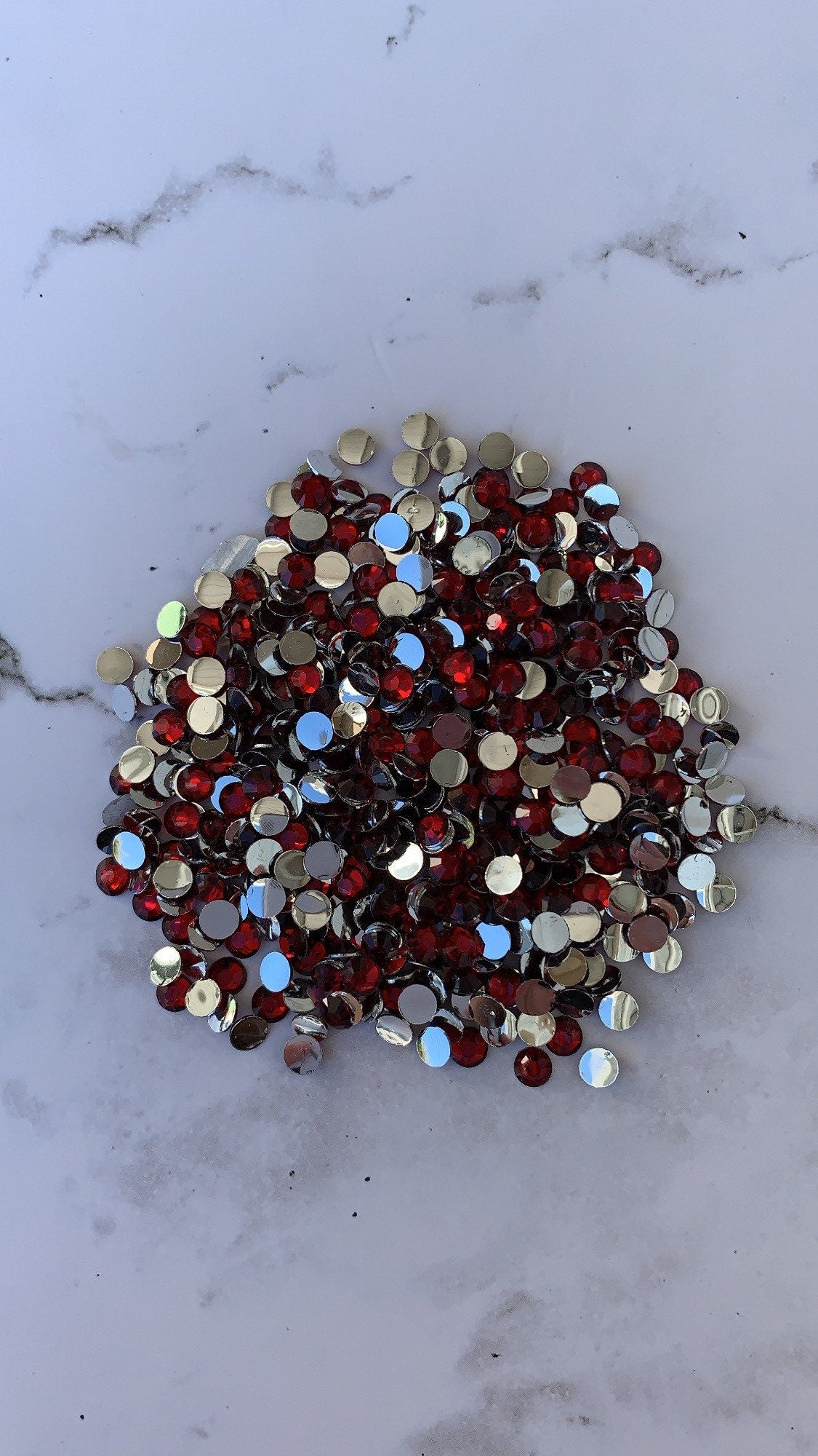 Cherry. Dark Red. Silver back nonfix 5mm 4mm rhinestones beads