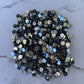 SMOKED Grey black  rhinestones Silver back nonfix